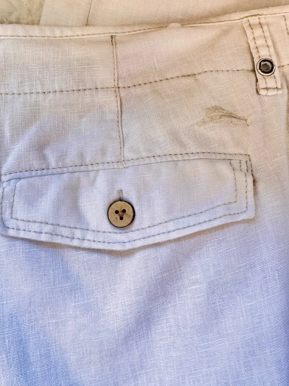 Tommy Bahama Mens Relax Linen Pants Flat Front Brown Trim 5 Pocket 33 in Waist